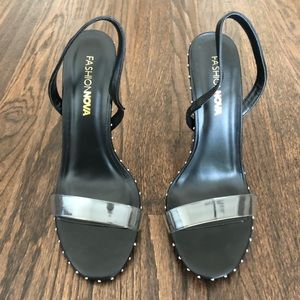 Black sling back heel 3.5” stud Fashion Nova Sz 8